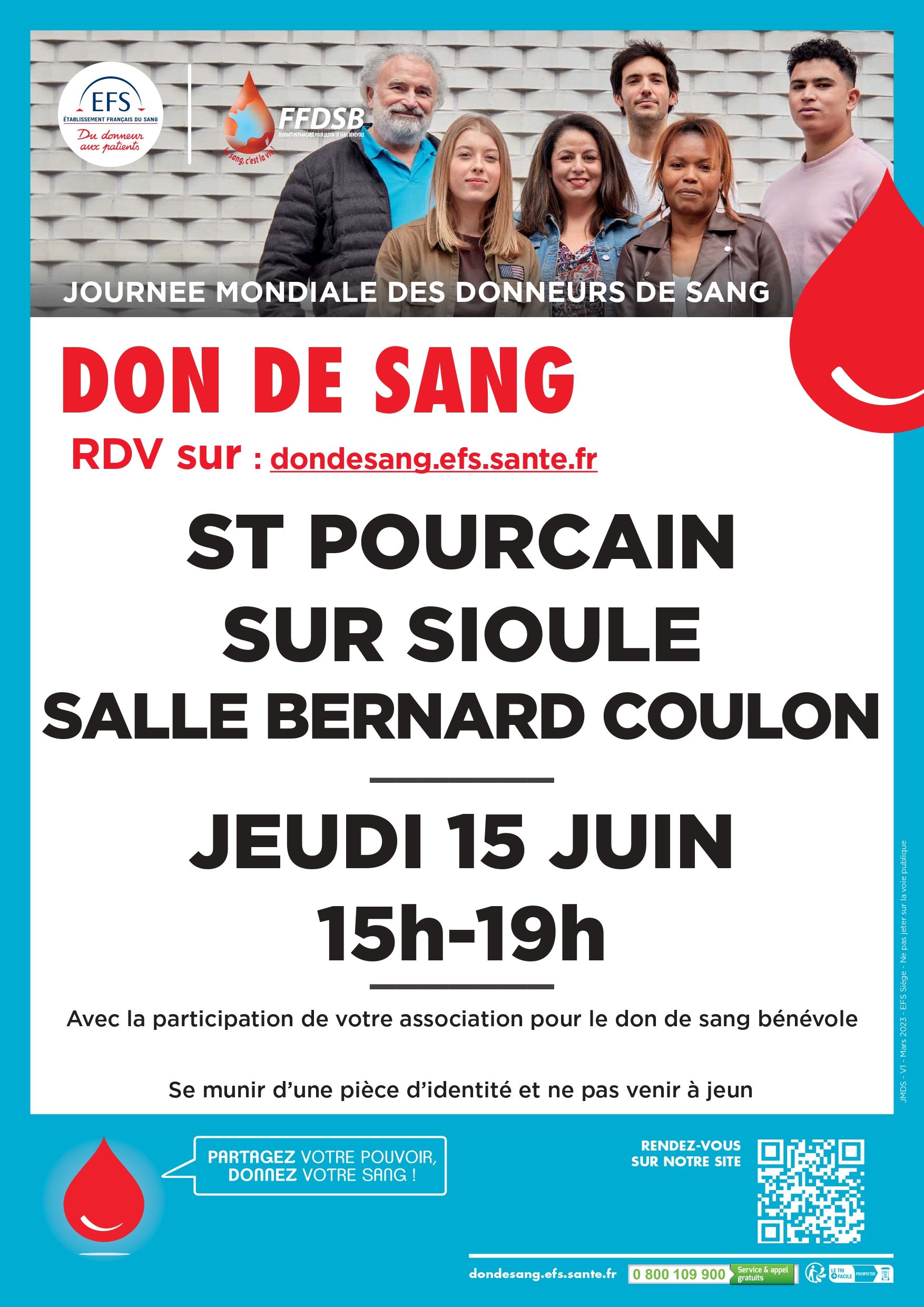 Don du Sang – jeudi 15 juin