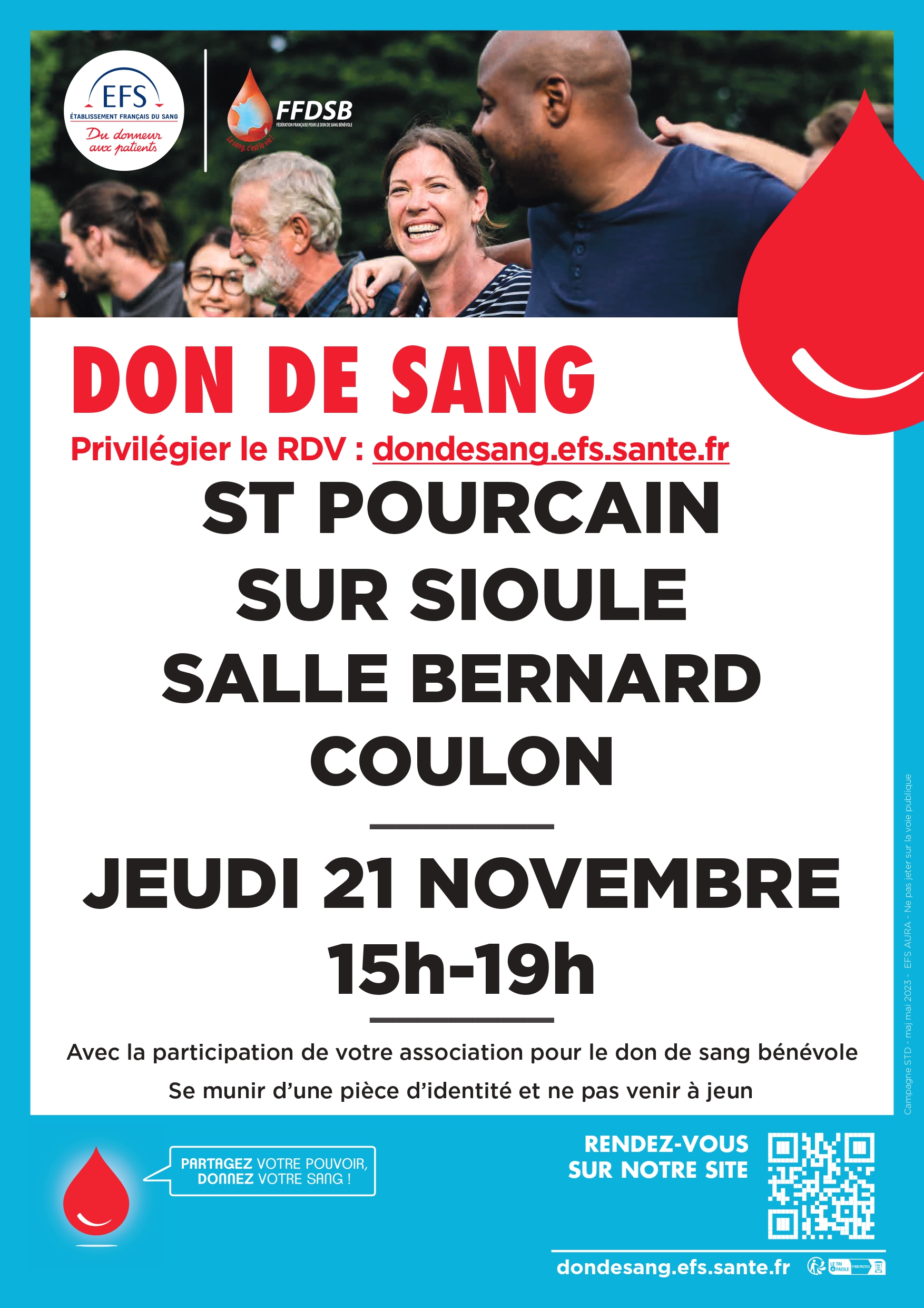 Don du sang – jeudi 21 novembre