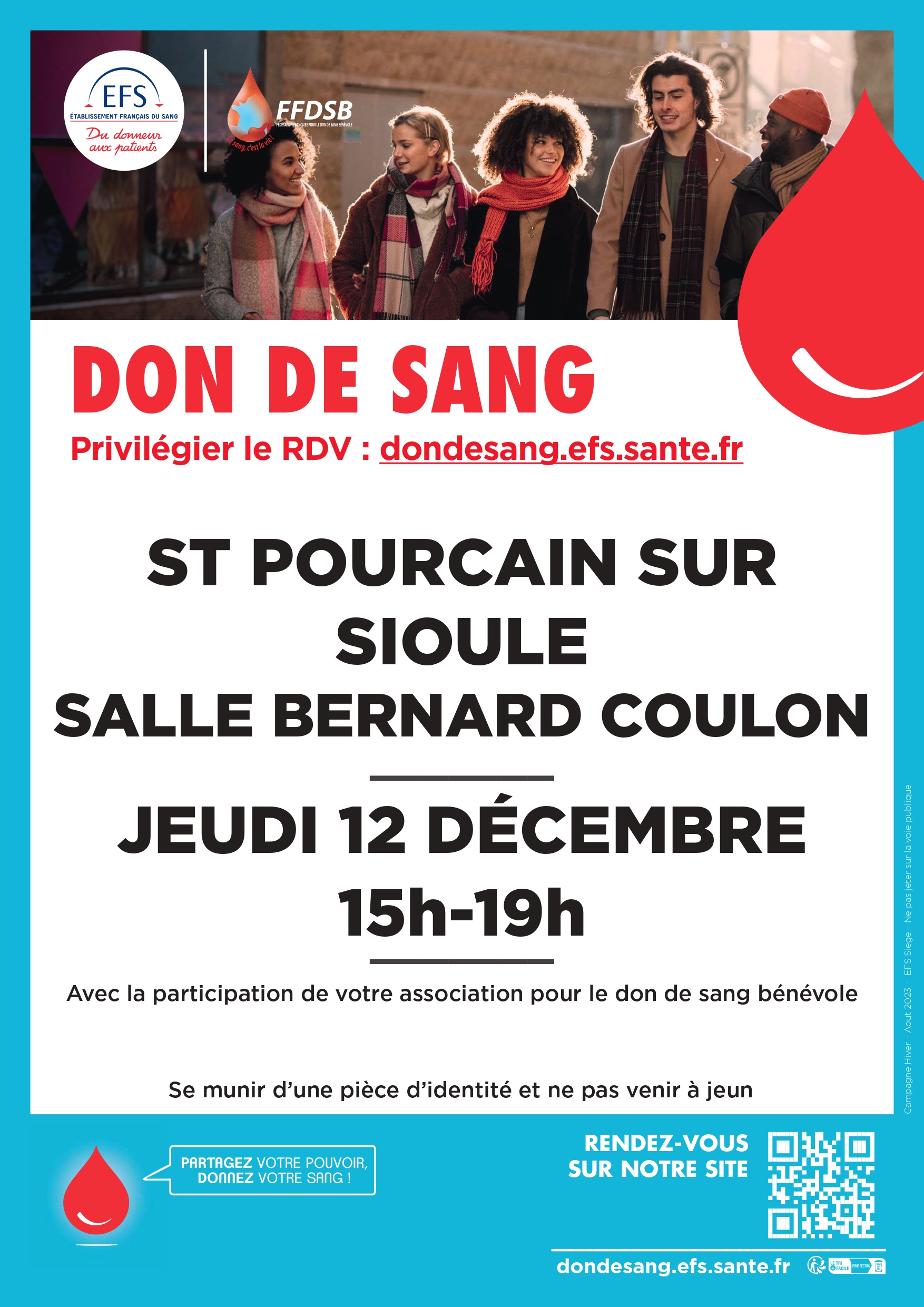 Don du sang – jeudi 12 décembre