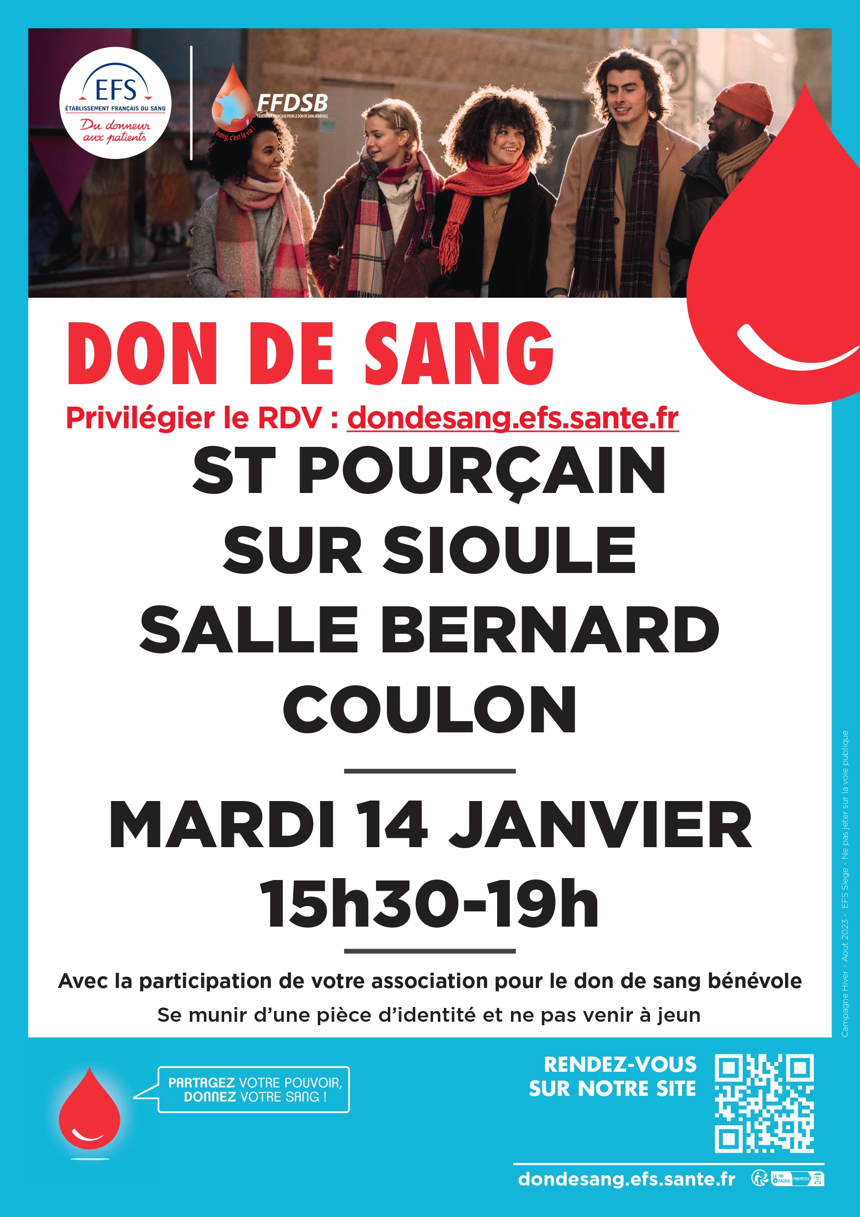 Don du sang – mardi 14 janvier