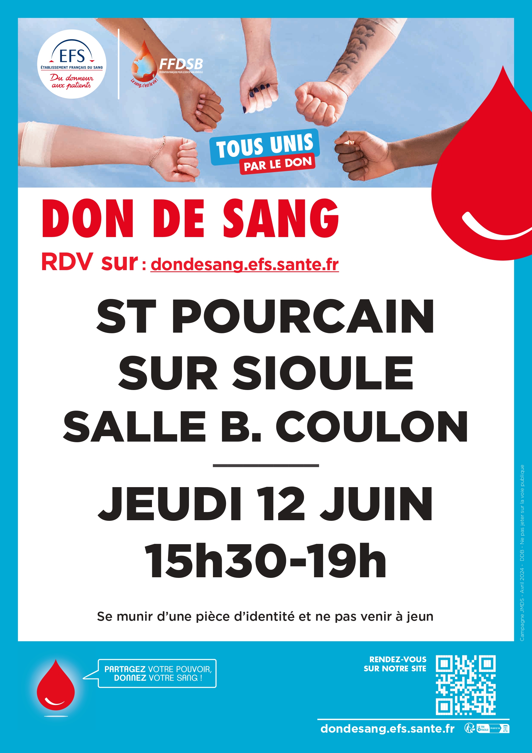 Don du sang – jeudi 12 juin