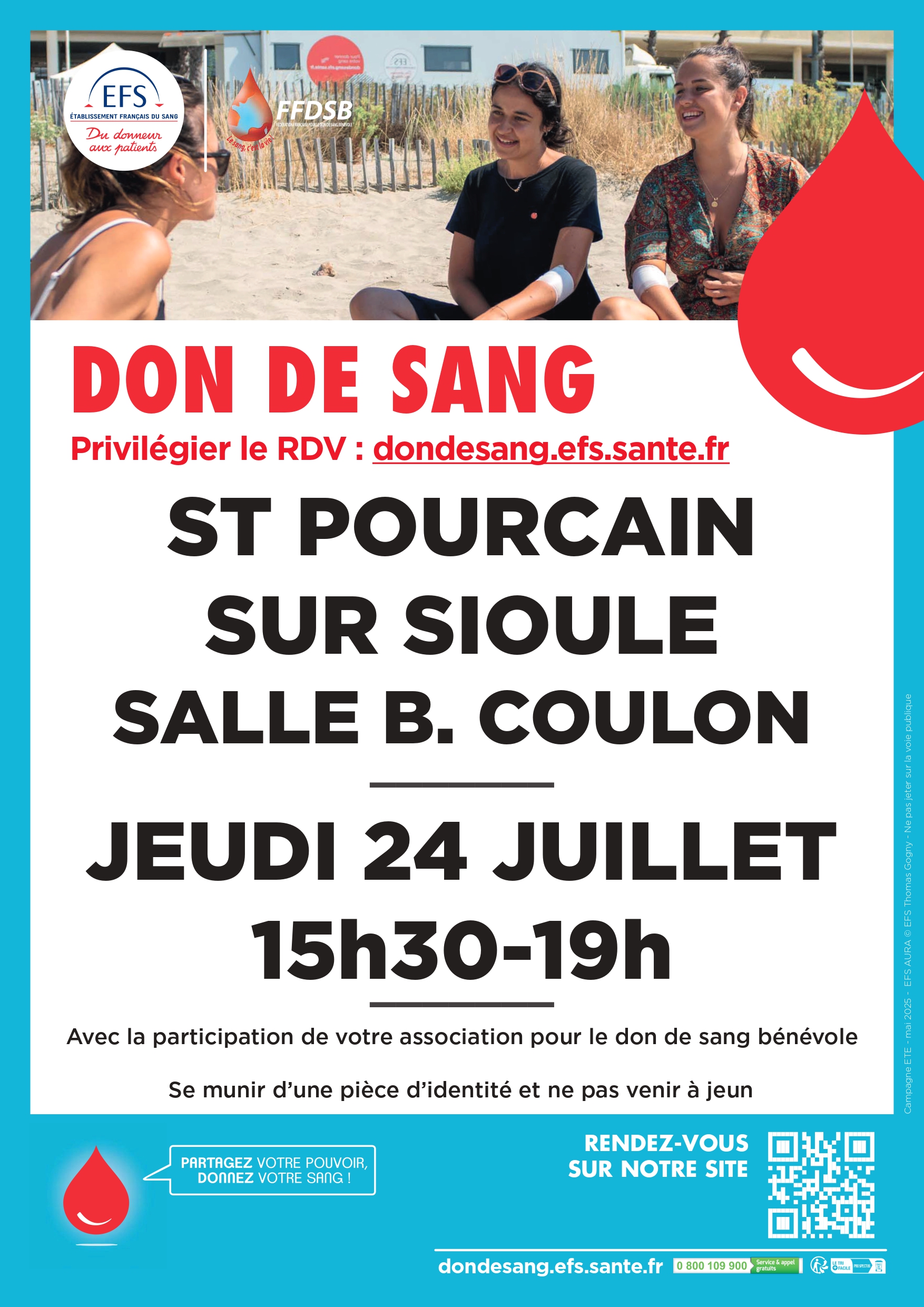 Don du sang – jeudi 24 juillet