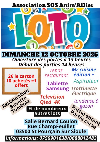 Loto de l’association SOS Anim’Allier
