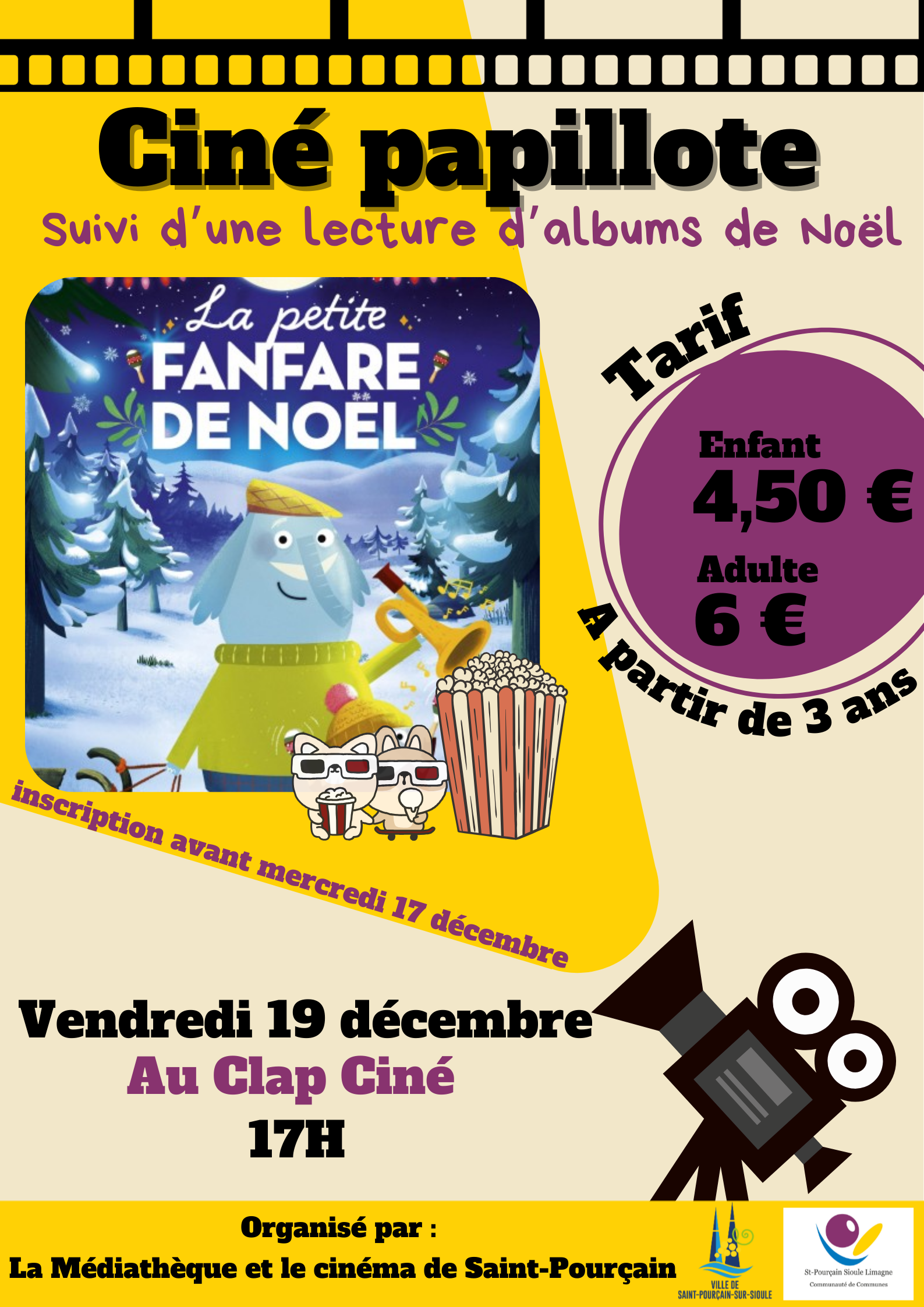 Ciné-papillote de la médiathèque « La petite fanfare de Noël »