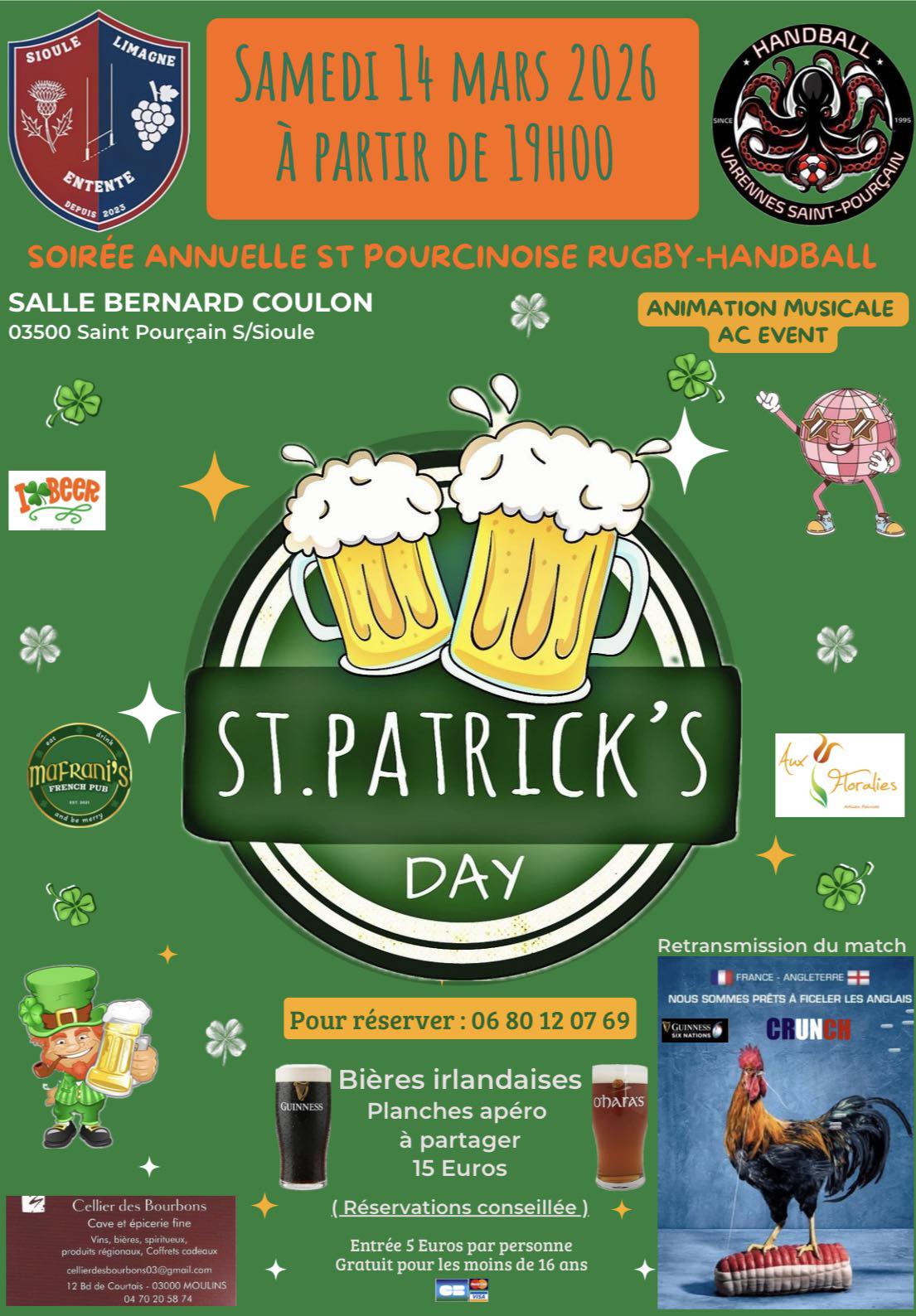 Soirée de la Saint-Patrick des clubs de rugby et de handball