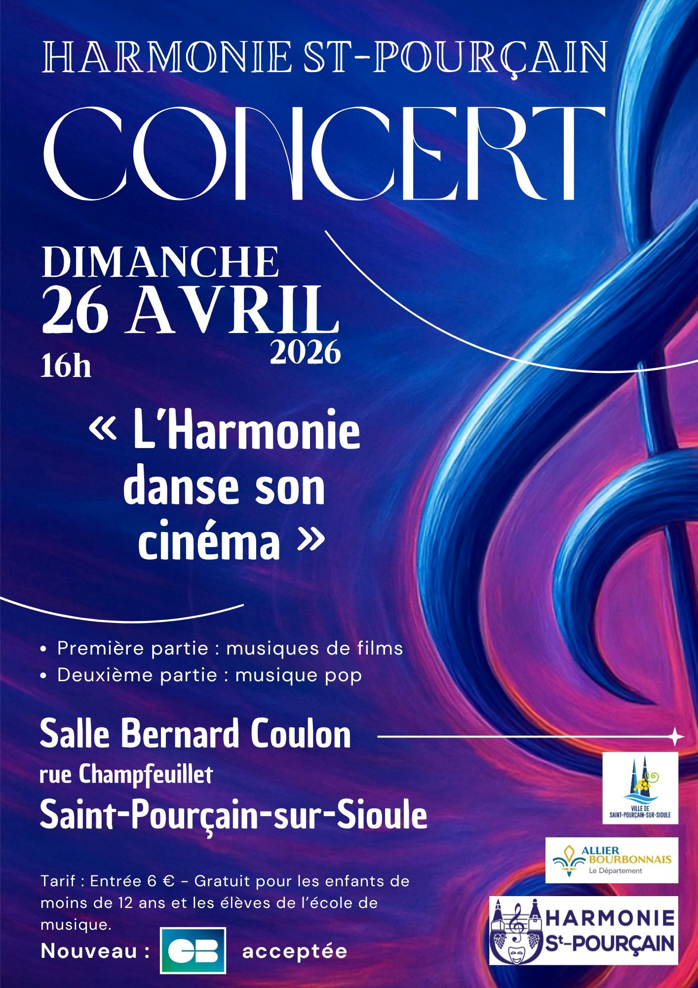 Concert « L&rsquo;Harmonie danse son cinéma » de l&rsquo;Harmonie de Saint-Pourçain