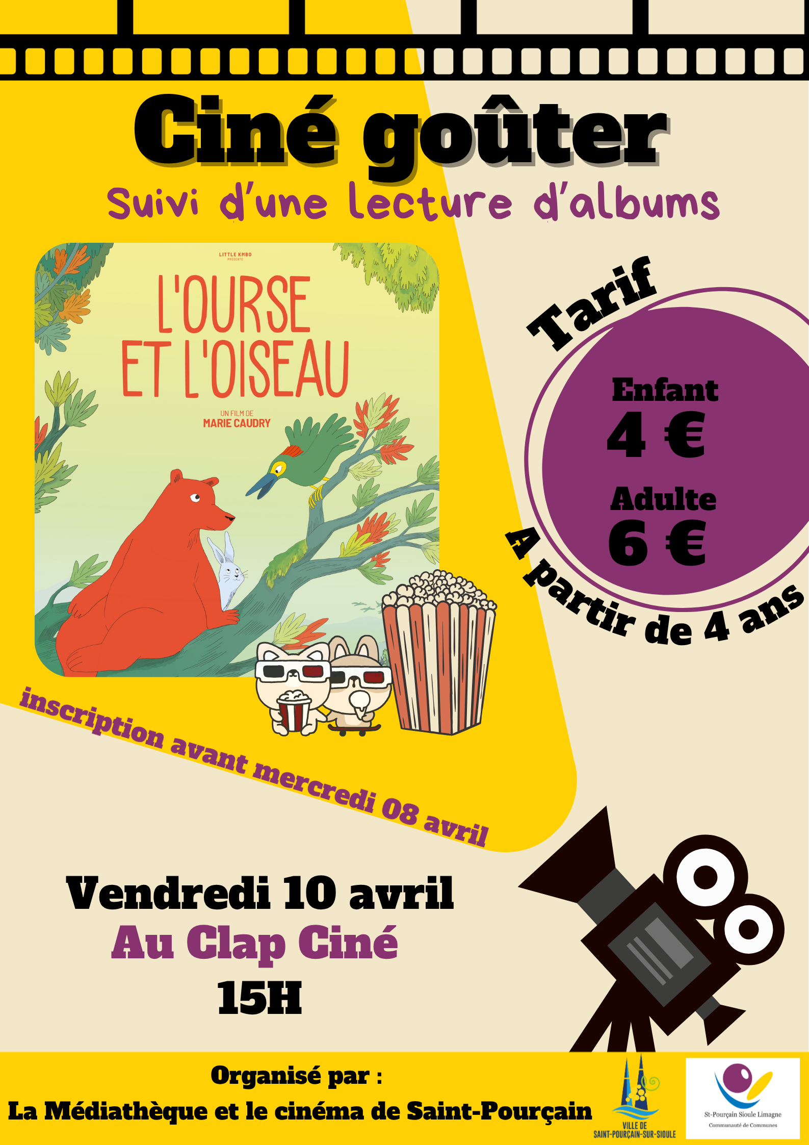 Ciné goûter de la Médiathèque « L&rsquo;Ourse et l&rsquo;Oiseau »