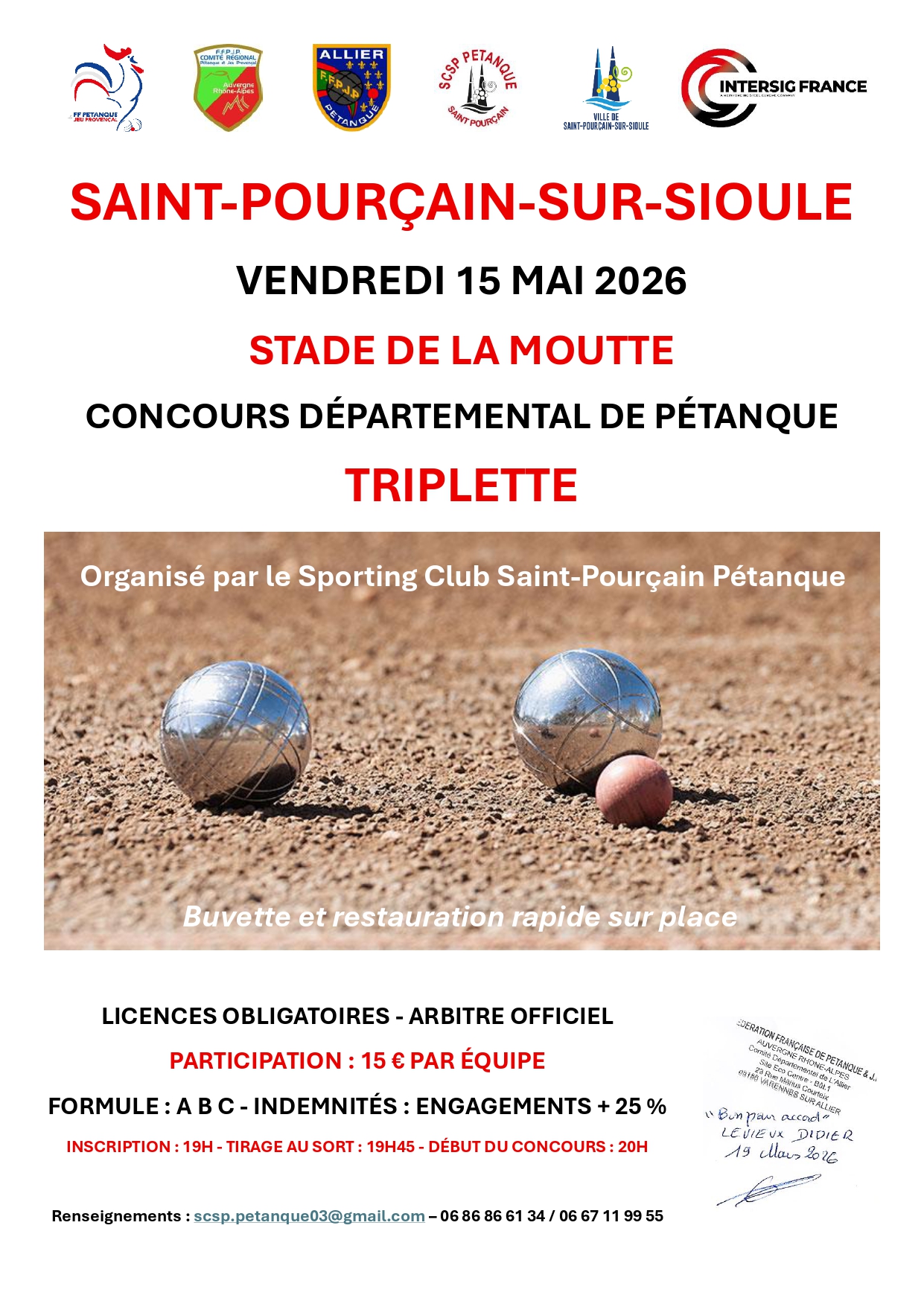 Concours départemental de pétanque du SCSP Pétanque