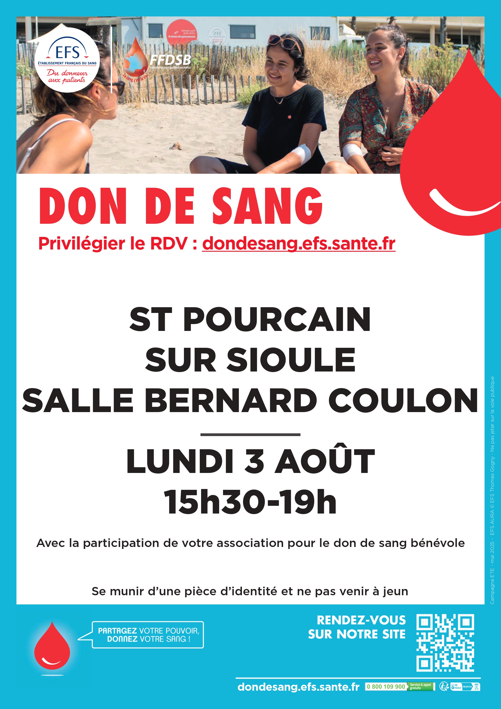 Don du sang – lundi 3 août