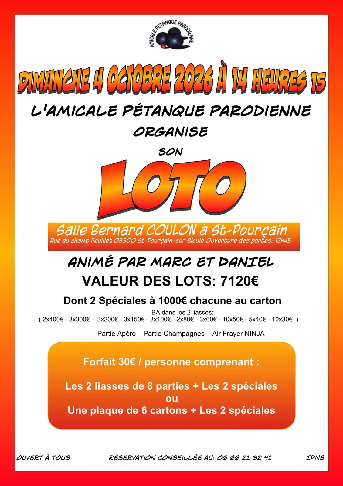 Loto de l&rsquo;Amicale pétanque parodienne
